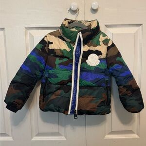 Moncler Camo Puffer Jacket High Collar Insulated